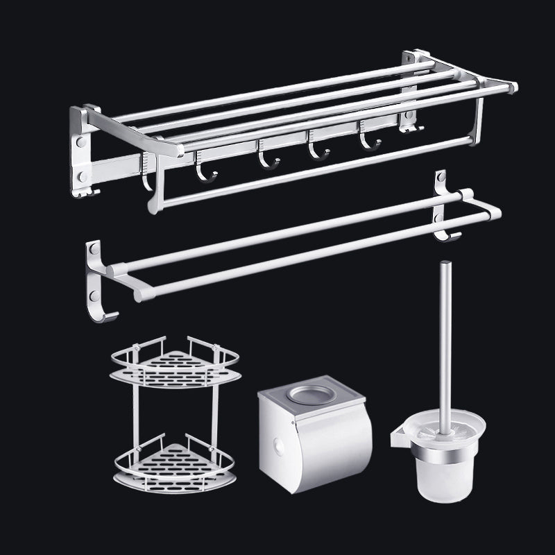 BowLift | Contemporary silver metal bathroom accessory set with towel rack
