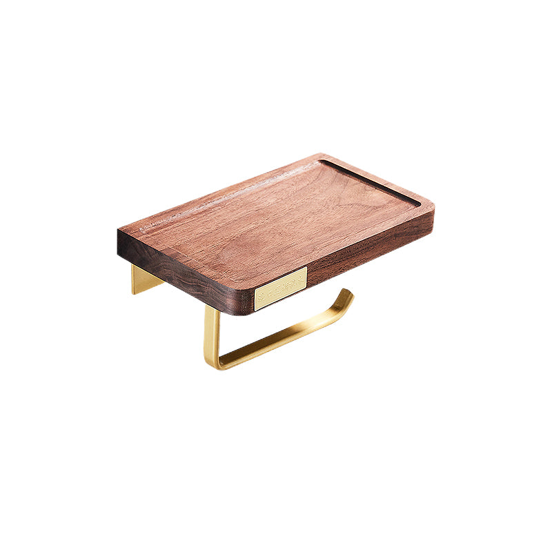 BowLift | 6-piece walnut bathroom accessory set metal gold bath hardware set