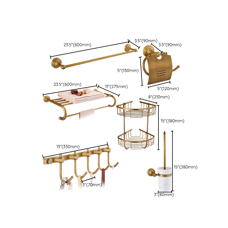 BowLift | 4-piece traditional bathroom accessory set Gold Brass bathroom accessory hardware set