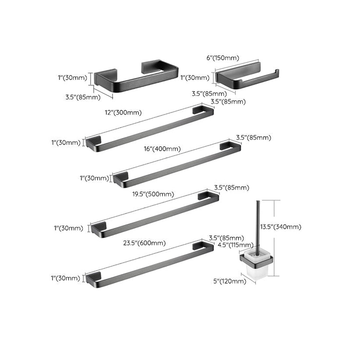 BowLift | Gray metal modern bathroom accessories as a single item or as a set