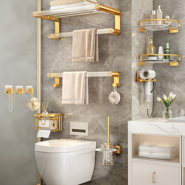 BowLift | Modern Golden Bathroom Accessories Single Piece or in Set with Bathroom Shelf
