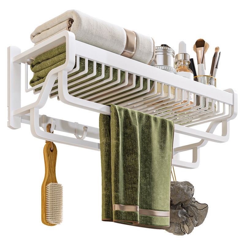 BowLift | Modern bathroom accessory set in white with bath shelf/towel bar/bath towel hooks