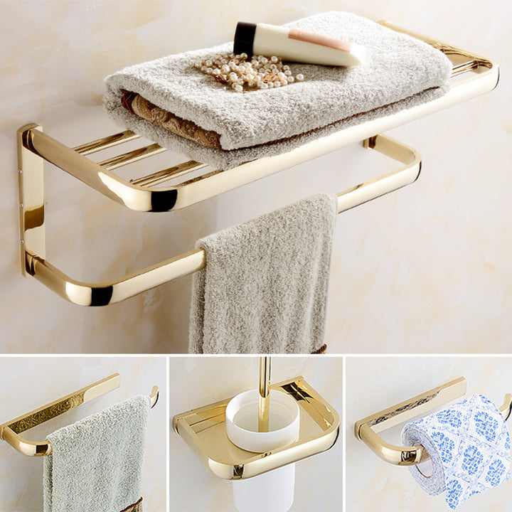 BowLift | Chrome/Gold Bathroom Accessory Set Modern Metal Bathroom Hardware Set