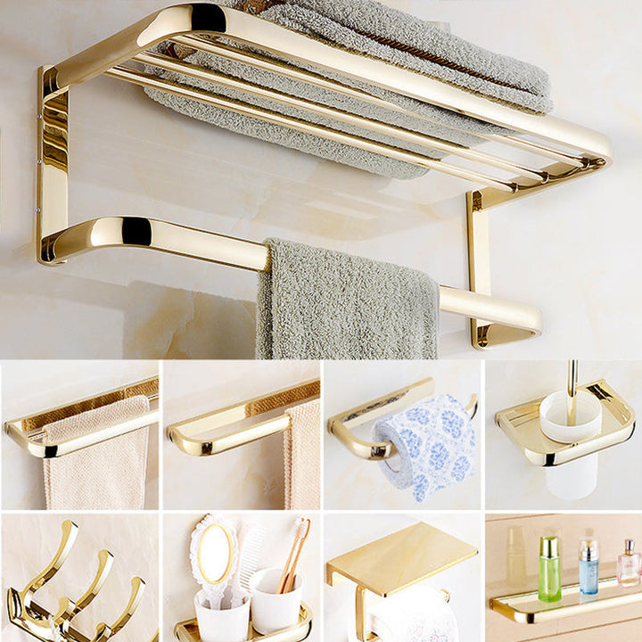 BowLift | Chrome/Gold Bathroom Accessory Set Modern Metal Bathroom Hardware Set