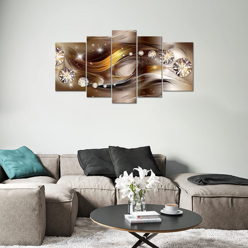 Set Of 5 Brown Diamonds Canvas Wall Art Painting | Bowlift