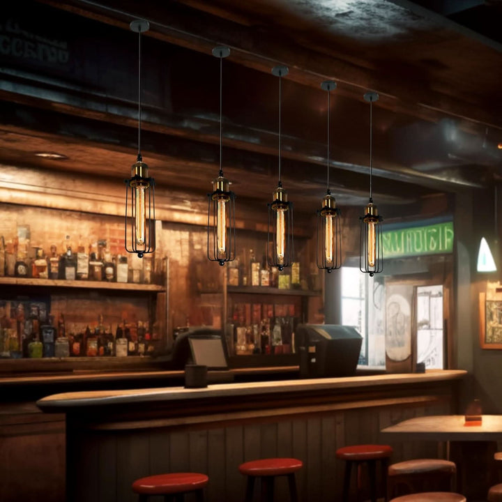 BowLift | Retro Industrial Pendant Light with Metal Cage