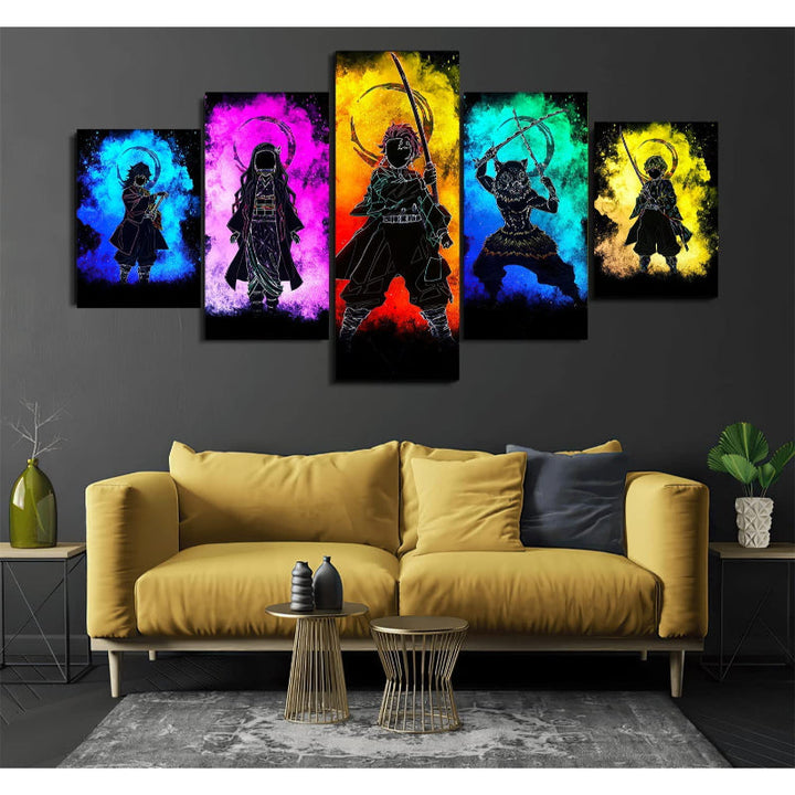 5 Piece Tanjiro Anime Canvas Wall Art Painting | Bowlift
