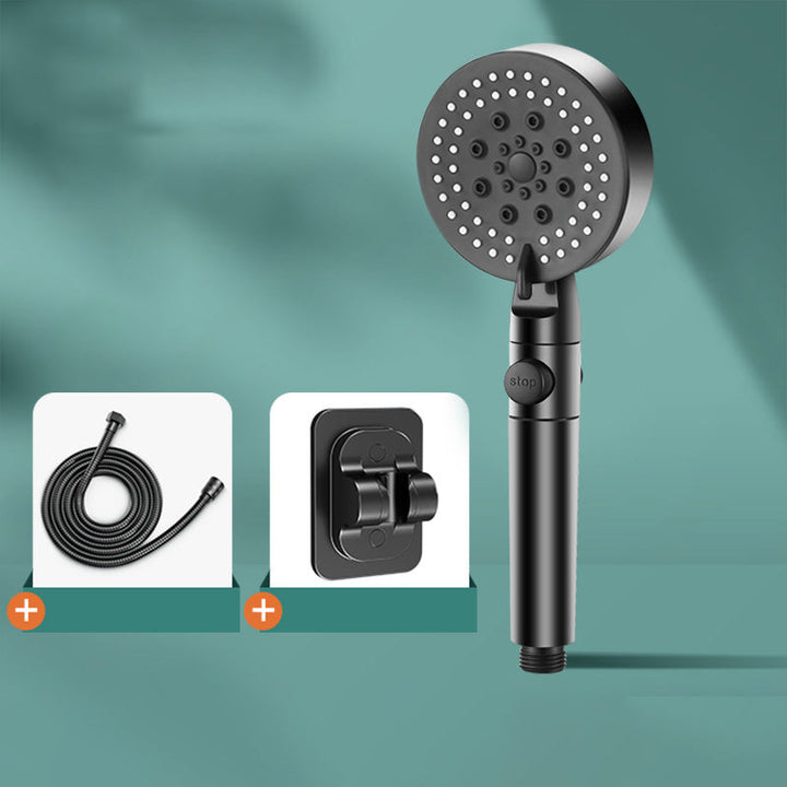 BowLift | Modern 6 Setting Shower Head Adjustable Spray Pattern Matt Black Round Shower Head