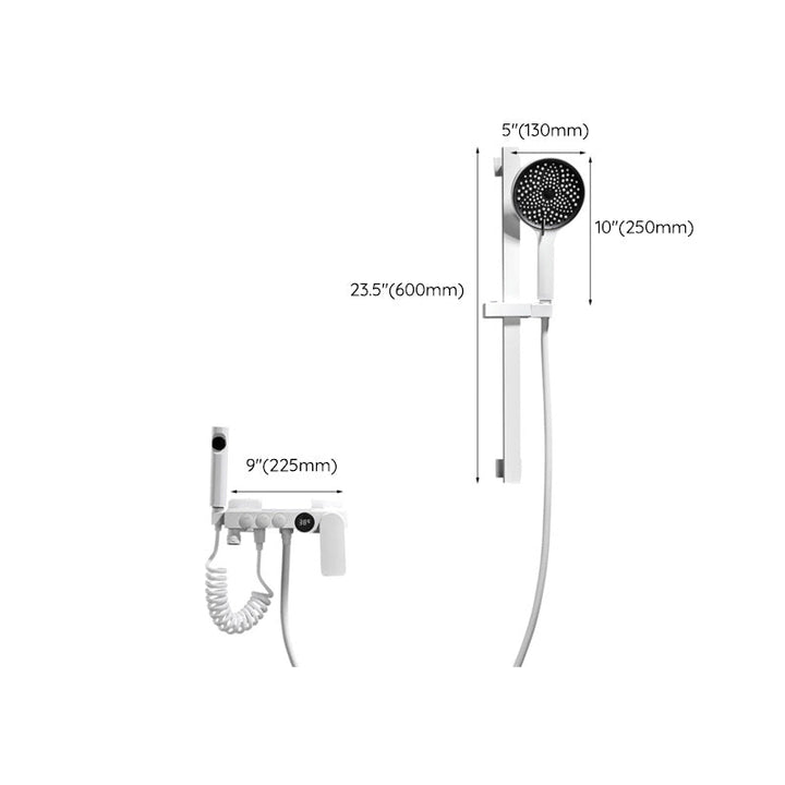 BowLift | Round Shower Set White Wall Mounted Hand Shower Lever Handle Shower Hose Swiveling Shower Set