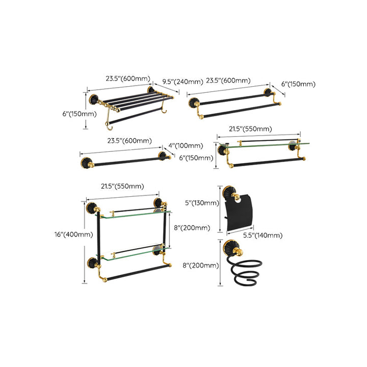 BowLift | Traditional Bathroom Accessories Set Towel Bar Bathroom Shelf Black Bathroom Accessories Set