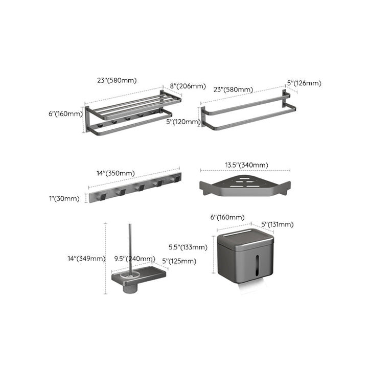 BowLift | Modern gray bathroom hardware set towel rack paper holder bathroom accessory set