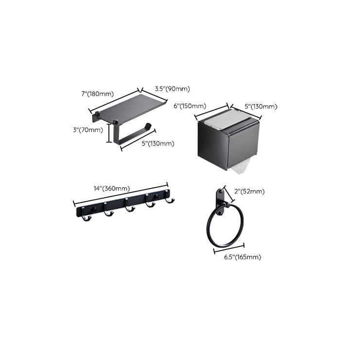 BowLift | Modern Bathroom Accessories Set Black Towel Bar Paper Holder Bathroom Accessories Kit
