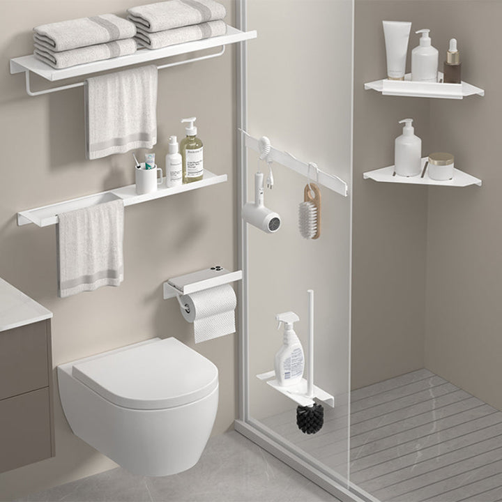 BowLift | Modern White Bathroom Accessories Set Bathroom Shelf Paper Holder Bathroom Accessories Kit