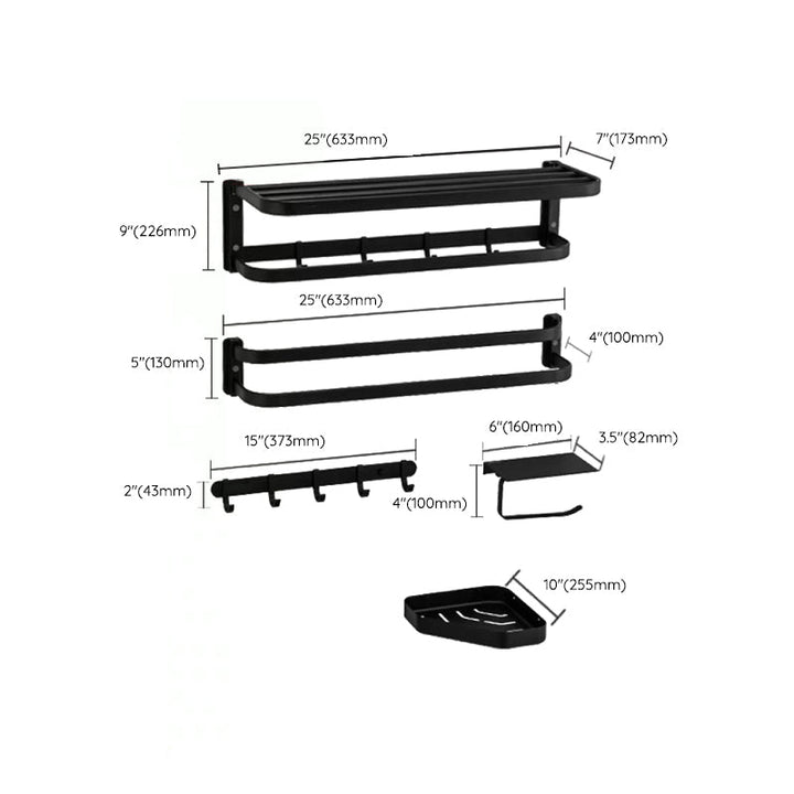 BowLift | Modern black bathroom accessory set towel holder bathroom shelf bathroom faucet set