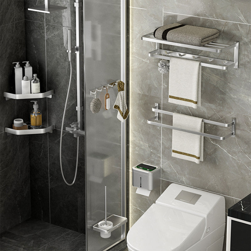 BowLift | Modern Bathroom Accessories Set Silver Bathroom Shelf Towel Holder Bathroom Accessories Kit