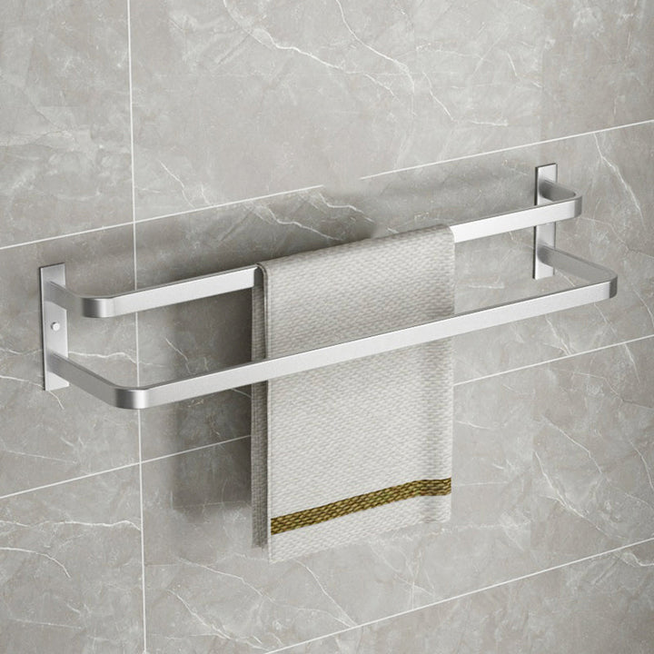 BowLift | Modern Bathroom Accessories Set Silver Bathroom Shelf Towel Holder Bathroom Accessories Kit