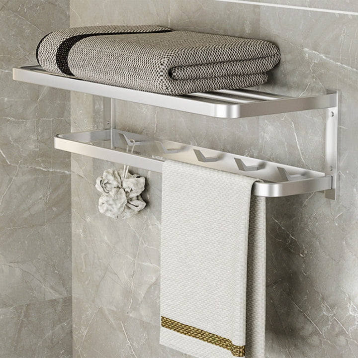 BowLift | Modern Bathroom Accessories Set Silver Bathroom Shelf Towel Holder Bathroom Accessories Kit