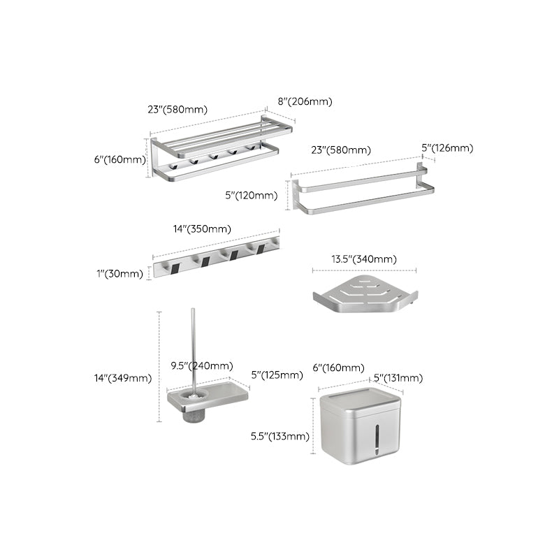 BowLift | Modern Bathroom Accessories Set Silver Bathroom Shelf Towel Holder Bathroom Accessories Kit