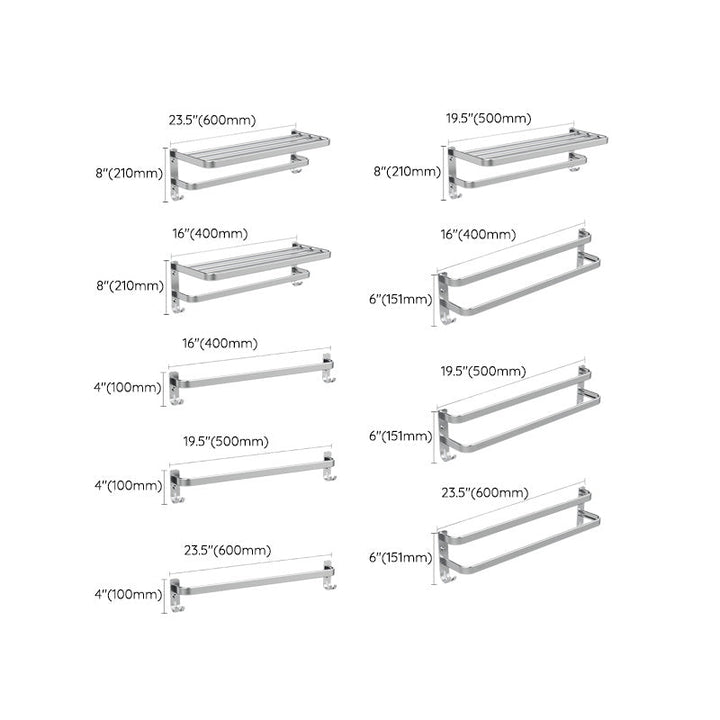 BowLift | 7-piece Bathroom Accessory Set Modern Aluminum Bathroom Set in Silver