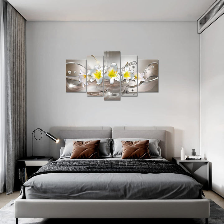 Set Of 5 Lily Floral Canvas Wall Art Painting | Bowlift