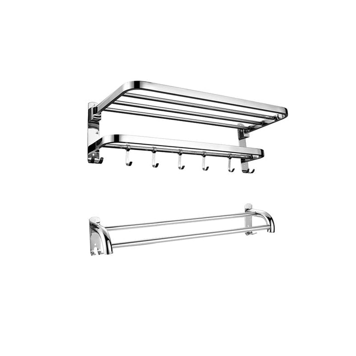 BowLift | Contemporary bathroom accessory set made of chrome-plated stainless steel with bathrobe hooks/towel rail