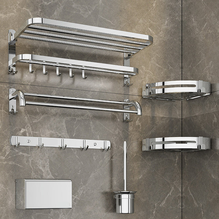 BowLift | Modern Bathroom Accessory Set Made of Chrome-Plated Stainless Steel with Bathrobe Hook/Towel Bar