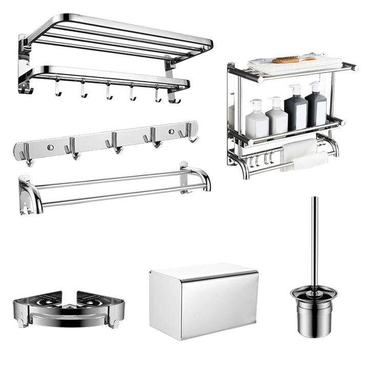 BowLift | Modern Bathroom Accessory Set Made of Chrome-Plated Stainless Steel with Bathrobe Hook/Towel Bar