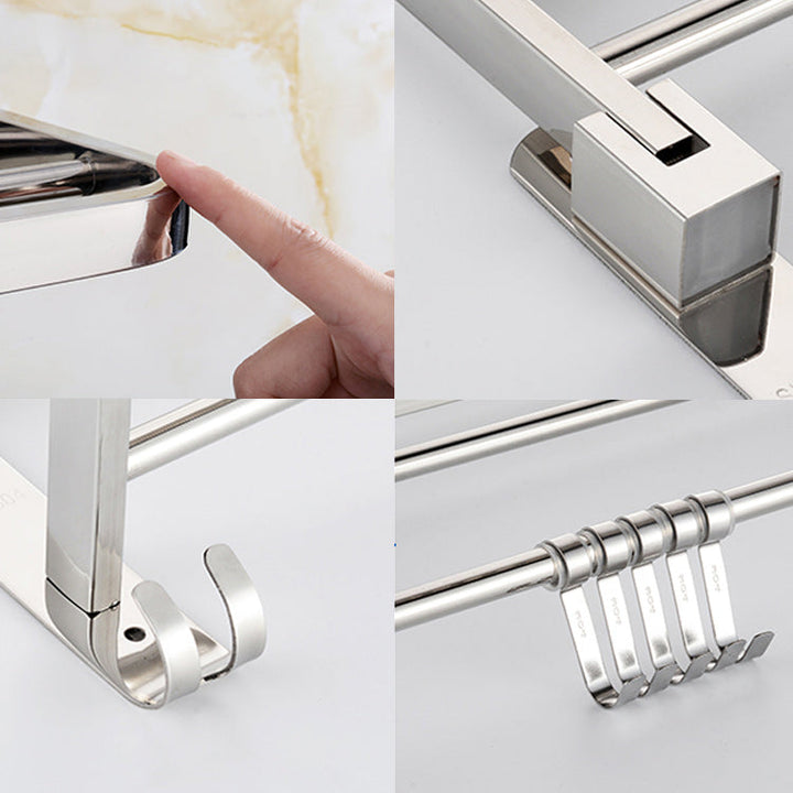 BowLift | Modern Bathroom Accessory Set Made of Chrome-Plated Stainless Steel with Bathrobe Hook/Towel Bar