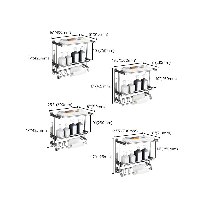 BowLift | Contemporary bathroom accessory set made of chrome-plated stainless steel with bathrobe hooks/towel rail