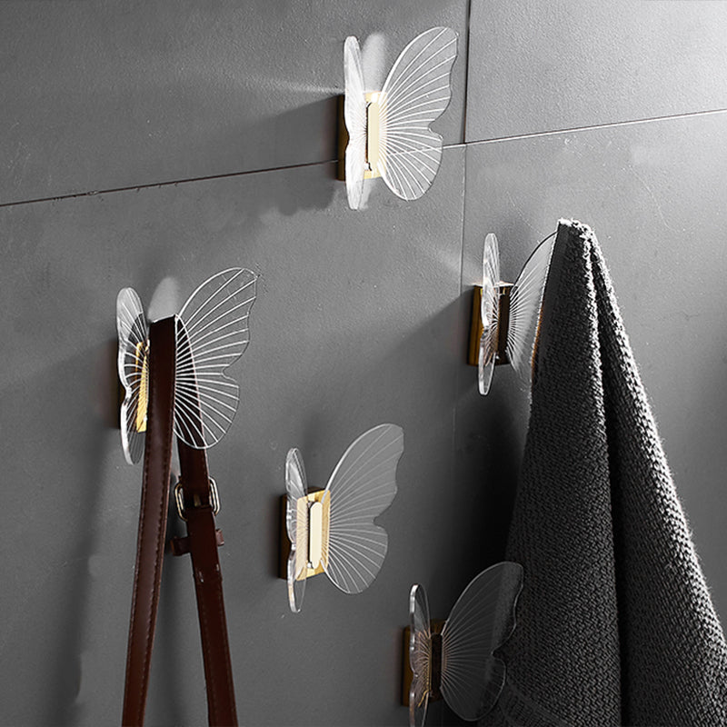 BowLift | Modern Brass Bathroom Accessory Set Acrylic Butterfly Theme Bathrobe Hooks