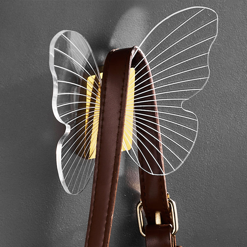 BowLift | Modern Brass Bathroom Accessory Set Acrylic Butterfly Theme Bathrobe Hooks