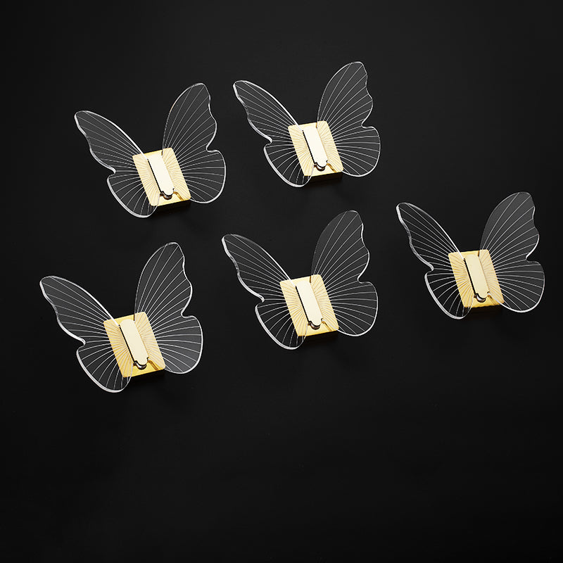 BowLift | Modern Brass Bathroom Accessory Set Acrylic Butterfly Theme Bathrobe Hooks