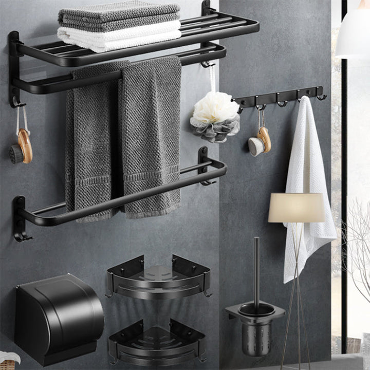 BowLift | Modern Black Bathroom Accessory Set Paper Holder Towel Bar Bathroom Fixtures Set