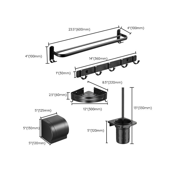 BowLift | Modern Black Bathroom Accessory Set Paper Holder Towel Bar Bathroom Fixtures Set