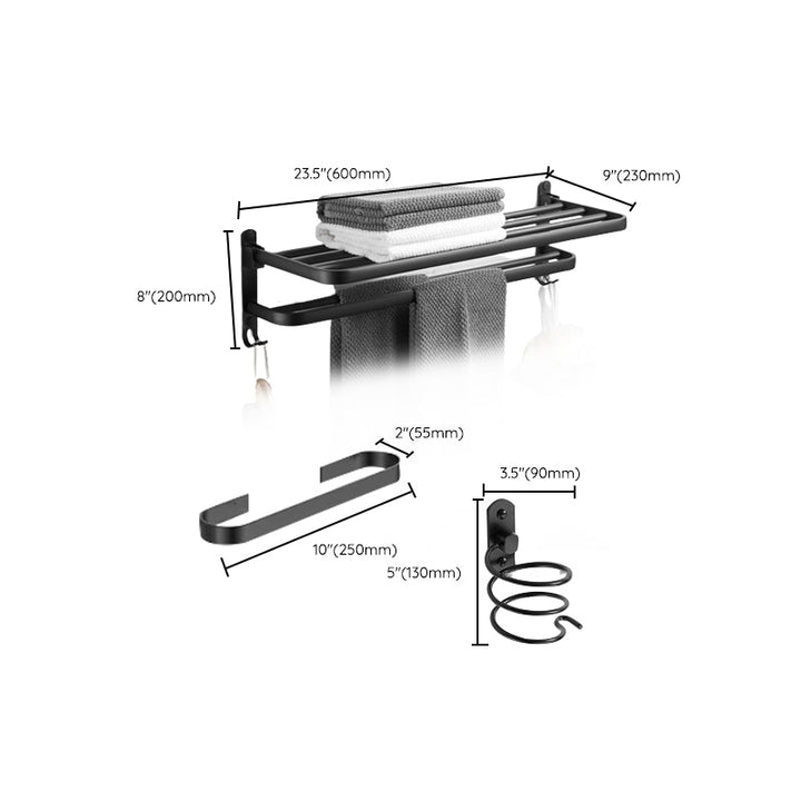 BowLift | Modern Black Bathroom Accessory Set Paper Holder Towel Bar Bathroom Fixtures Set