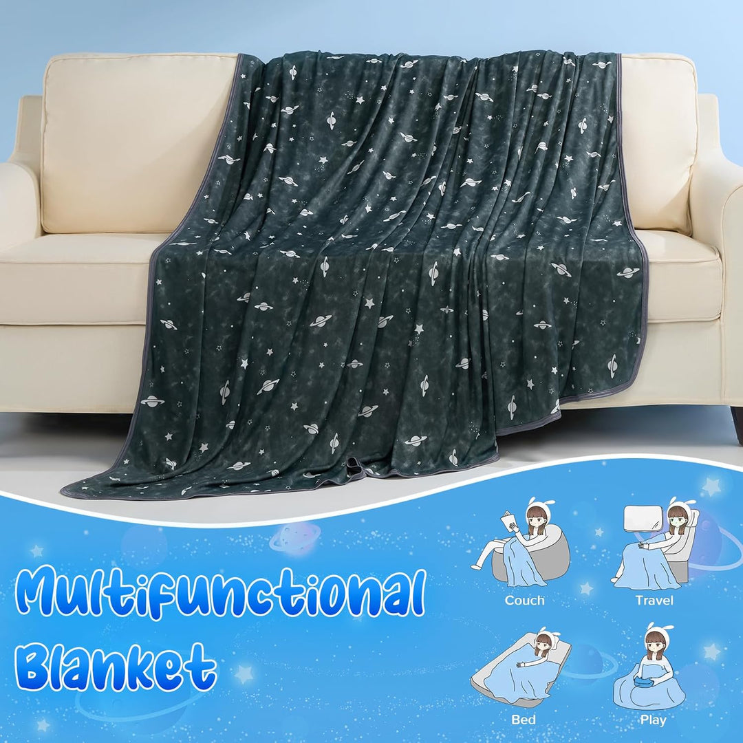 Glow-in-the-Dark Cooling Blanket For Kids– Q-Max > 0.5, Double-Sided Color Black | Bowlift