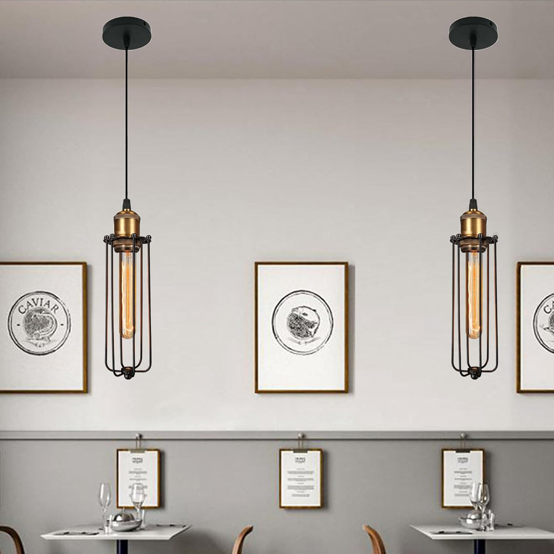 BowLift | Industrial Pendant Light in Retro Design – Vintage Hanging Lamp with Metal Grid