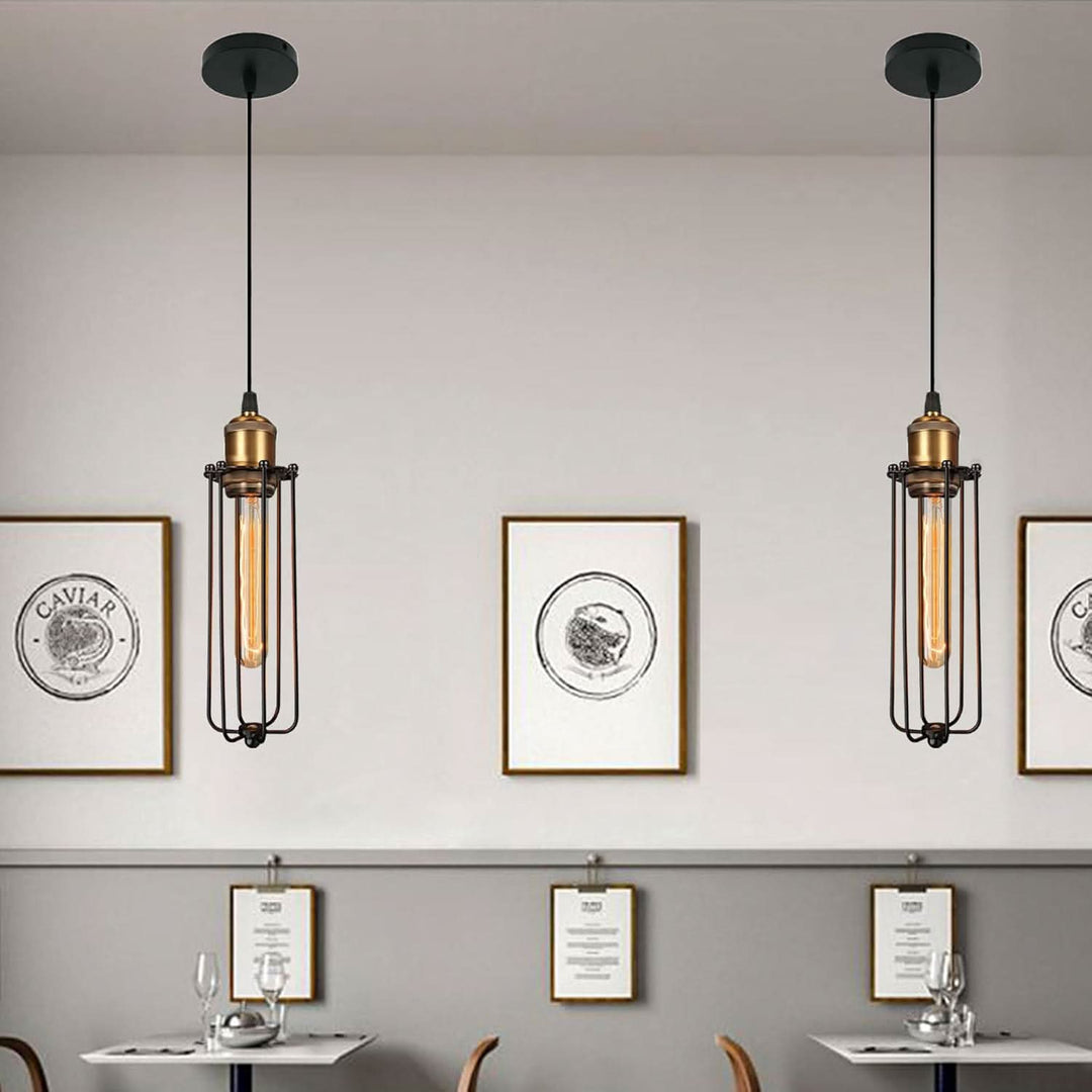BowLift | Retro Industrial Pendant Light with Metal Cage