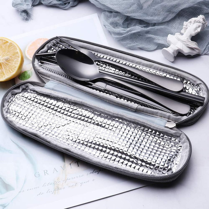 BowLift | Cutlery Set GoCutlery | 4-piece for on the go | Stainless Steel & BPA-free | With Transport Case