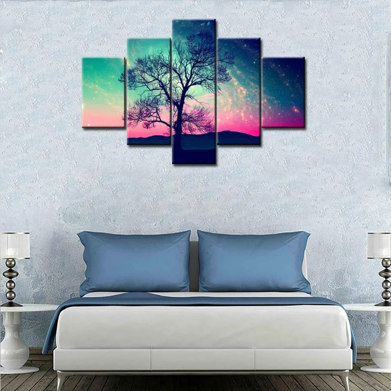 Set Of 5 Night Sky With Stars Print Canvas | Bowlift