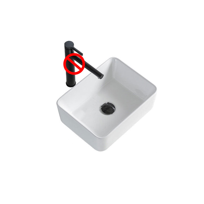 BowLift | Contemporary Bathroom Sink Porcelain Rectangular Vessel Sink Sink Only