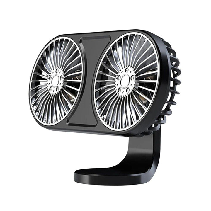 360° Rotating Dual-Head USB Car Fan with Ambient Lighting | Bowlift