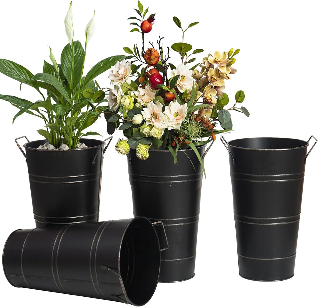 BowLift | Retro Iron Flower Bucket with Handles – Decorative Metal Flower Pot for Home