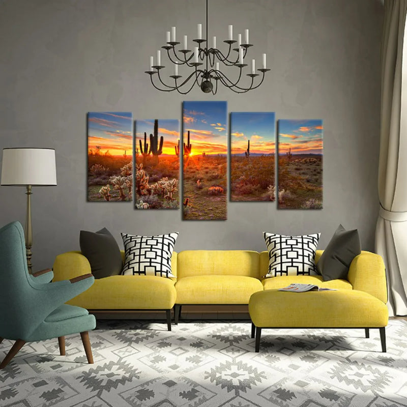Set Of 5 Natural Desert Landscape Canvas | Bowlift