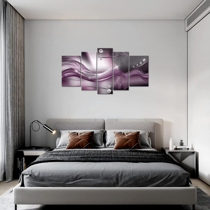 Set Of 5 Purple Wall Art Painting | Bowlift