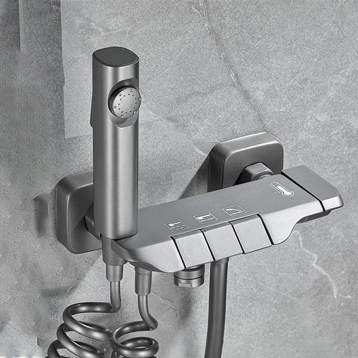 BowLift | Wall-mounted shower system Gray Adjustable spray pattern Lever handle Shower hose Shower set
