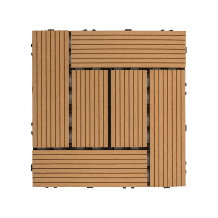 BowLift | Square Click Patio Floor Tiles Stripe Pattern Tile Set Floorboard