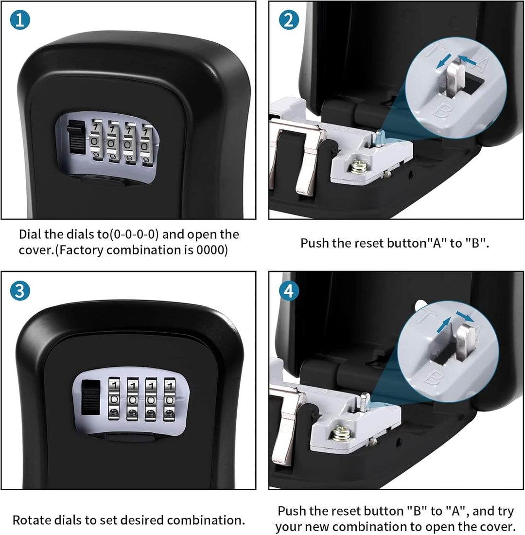 BowLift | Key Safe Wall Mounted-Key Lock Box with 4 Digit Combination