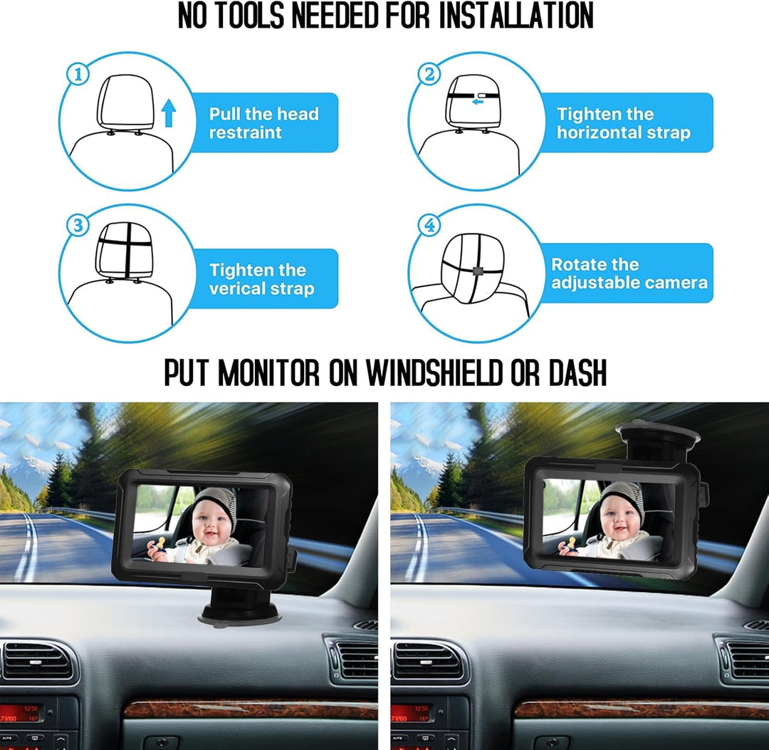 BowLift | Baby Car Mirror with 1080P Camera & 4.3'' Screen – Solvian