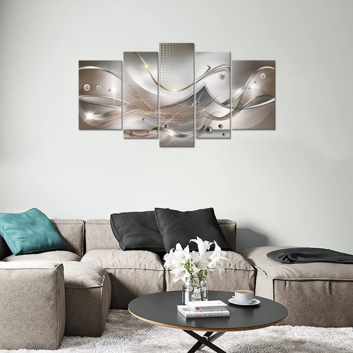 Set Of 5 Wavy Canvas Wall Art Painting | Bowlift